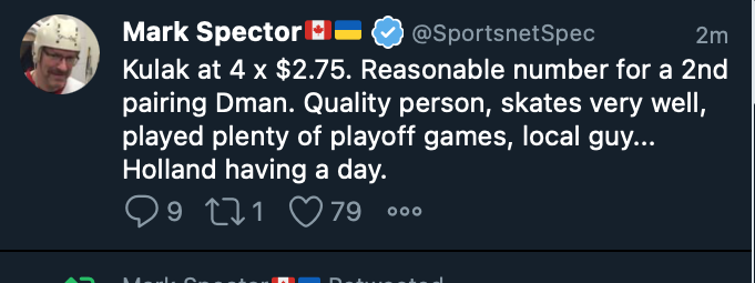 jmousis's tweet photo. Haha, 4 days ago Spec thought Kulak was a 3LD and $2.5 was too much. Today he's a 2LD and $2.75 is good value. One of his famous pro scout contacts must've set him straight ;-) https://t.co/IFK4xXe01x