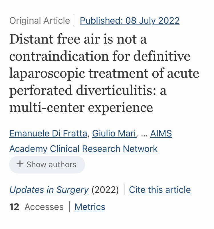 Thanks to <a href="/Abe_laparoscopy/">Abe Fingerhut</a> <a href="/drjacopocrippa/">Jacopo Crippa</a> <a href="/CostanziDr/">Andrea Costanzi</a> for the work done!!