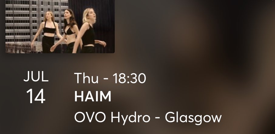 Two tickets available for tomorrow night in #glasgow <a href="/OVOHydro/">OVO Hydro</a> to see <a href="/HAIMtheband/">HAIM</a> #haim #tickets £60 for the pair !