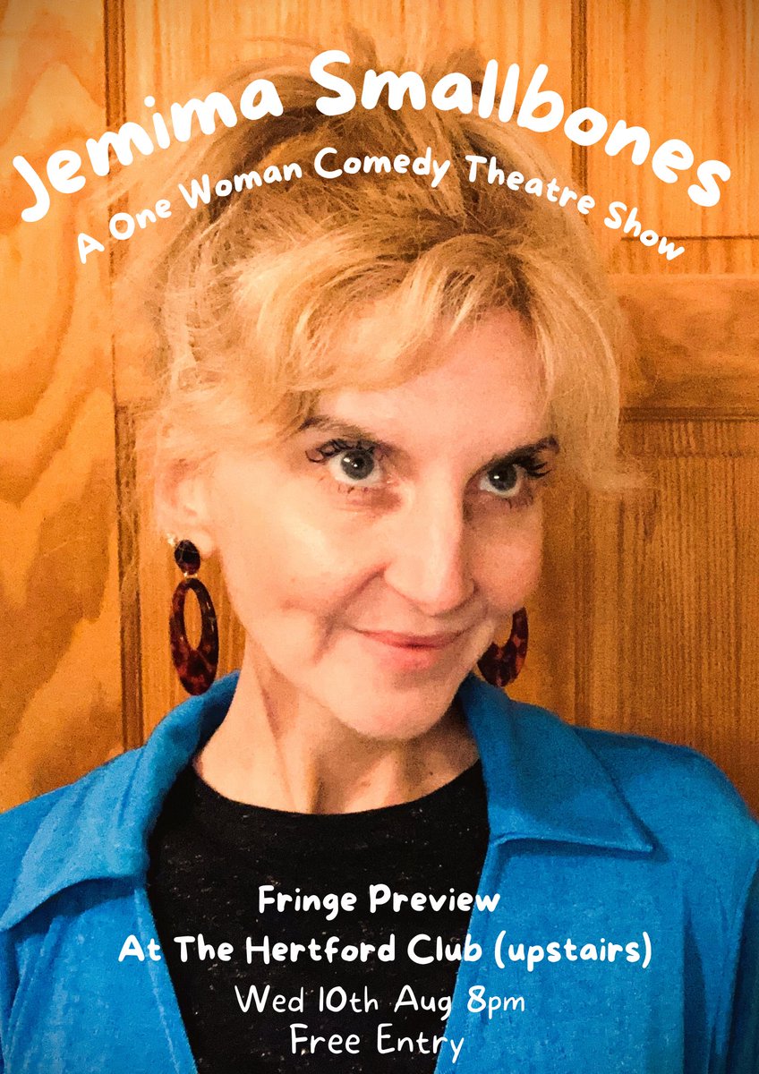 4 weeks today…🎭🎭🎭
#fringepreview #jemimasmallbones #comedy #theatre #hertfordclub #august #4weekstime #camdenfringe #actress #saralouaston #writer #acting #comedyactor #charactercomedy #livetheatre #supportthearts #acting #comedyperformance 🎭💗🎭