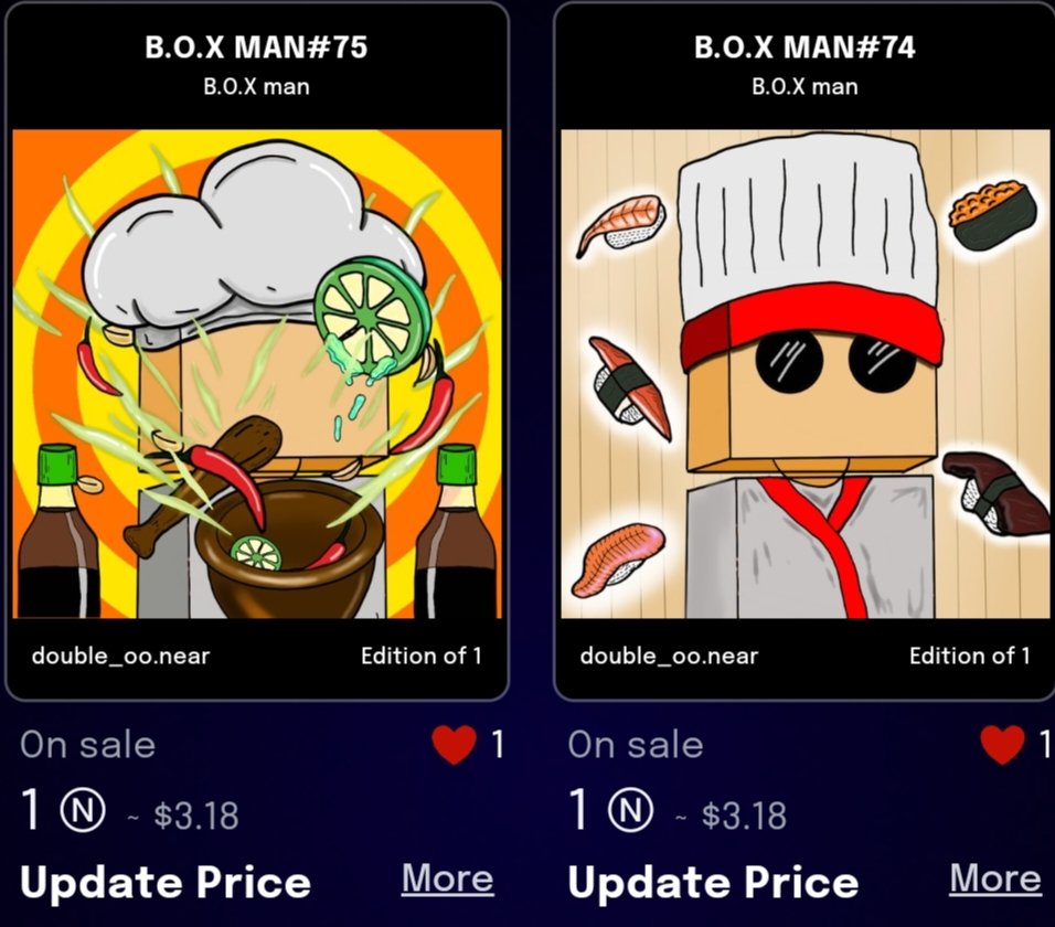 🔥 Drop now!! 🔥 
Set double chef.
B.O.X MAN#74 Chef suchi
paras.id/token/x.paras.…
B.O.X MA#75 Chef somtum
paras.id/token/x.paras.…
<a href="/ParasHQ/">Paras 🟩🟧</a> #NFTTHAILAND #NFTCommumity #NFTartists #NFTcollections #NFTMarketplace #nft #NEAR #nearNFTs