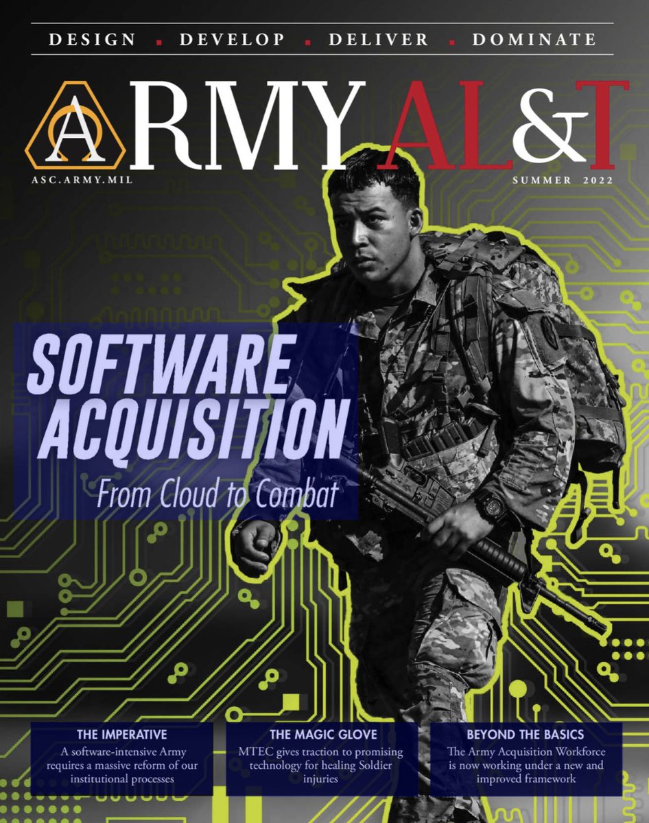 ArmyCIO's tweet photo. The @USArmy is moving into a high-tech #software intensive world, that is not compatible with all of our institutional processes. - Dr. Raj Iyer

Learn more about the complexities of #SoftwareAcquisition in the Summer 2022 edition of #ArmyALT magazine.➡️https://t.co/X52zSoBnfl https://t.co/EOt6heiGFT