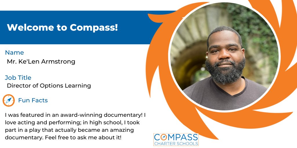 CompassCs's tweet photo. Welcome Ke'Len to the #CompassFamily! Ke'Len joins us as our new Director of #OptionsLearning! 

#WelcometoCompass #CompassCares #CompassFam #ScholarsFirst #K12Talent #ScholarCentered #CompassExperience https://t.co/FaH2g8EsKk