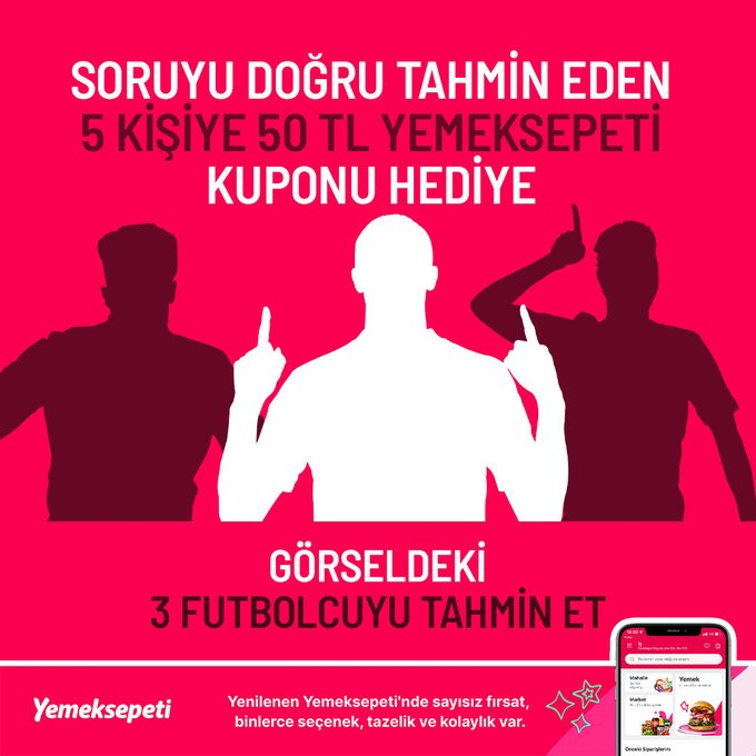 ❓ Görseldeki 3 futbolcu kimdir?

😍 Paylaşımı RT eden, doğru tahminde bulunan ve <a href="/yemeksepeti/">Yemeksepeti</a> ile <a href="/radyospor/">Radyospor</a>'u takip eden 5 kişiye 50 TL Yemeksepeti kuponu hediye 👇