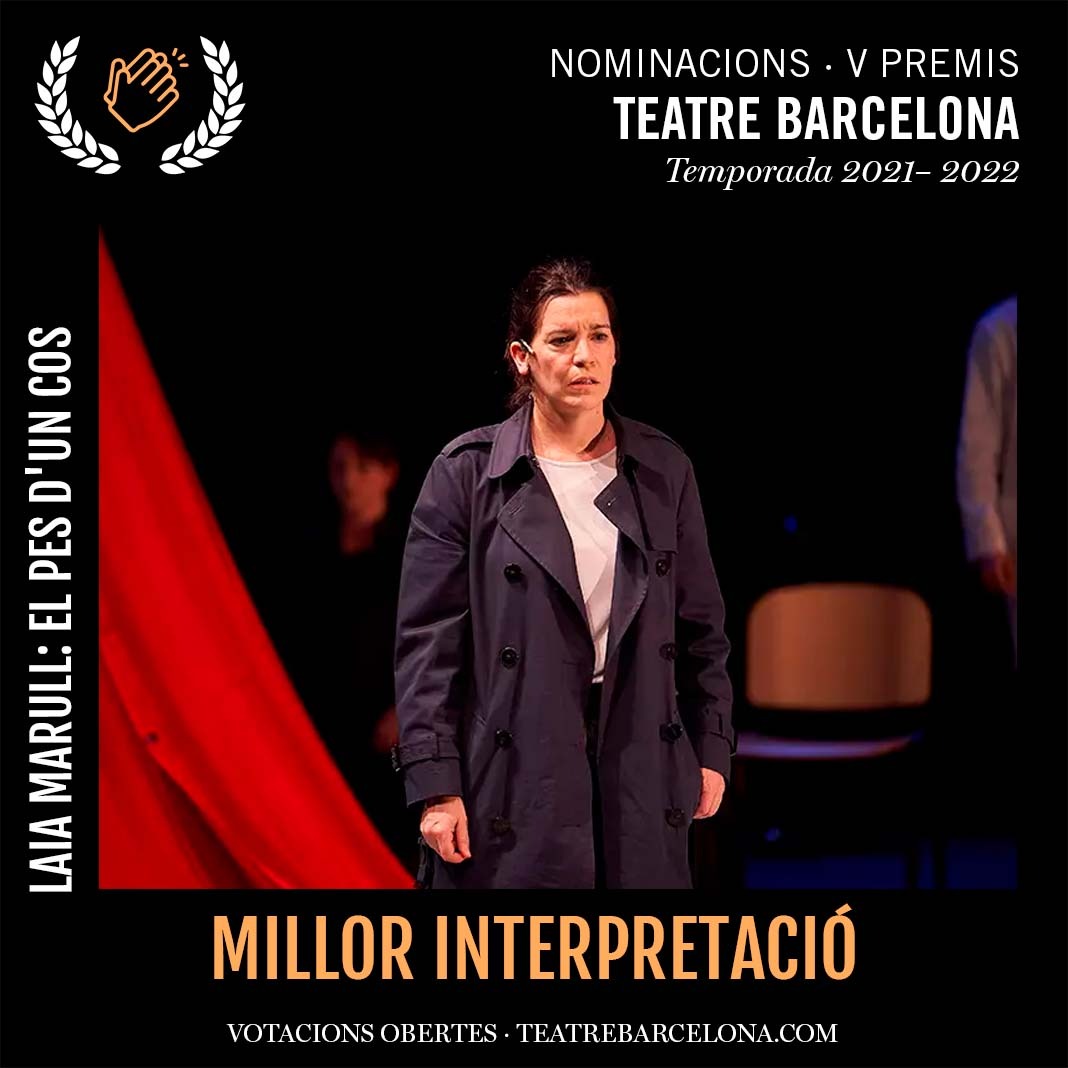 laiamarullq's tweet photo. Molt contenta de descobrir que hem estat nominades la @szpunberg a la direcció i jo millor interpretació als #premis @BarcelonaTeatre per #elPesdUnCos Votacions obertes a tothom❤ https://t.co/M9GJIAKken