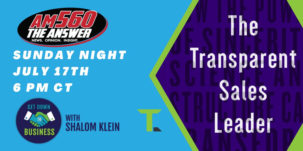 tcaponi's tweet photo. Hey Chicago area friends, tonight is the night. I'm a guest on @AM560TheAnswer at 6pm CT on @ShalomKlein's show, "Getting Down To Business". I'll be yappin' about all things The #TransparencySale and the new book, The #TransparentSalesLeader. https://t.co/7whk5aeyvB
