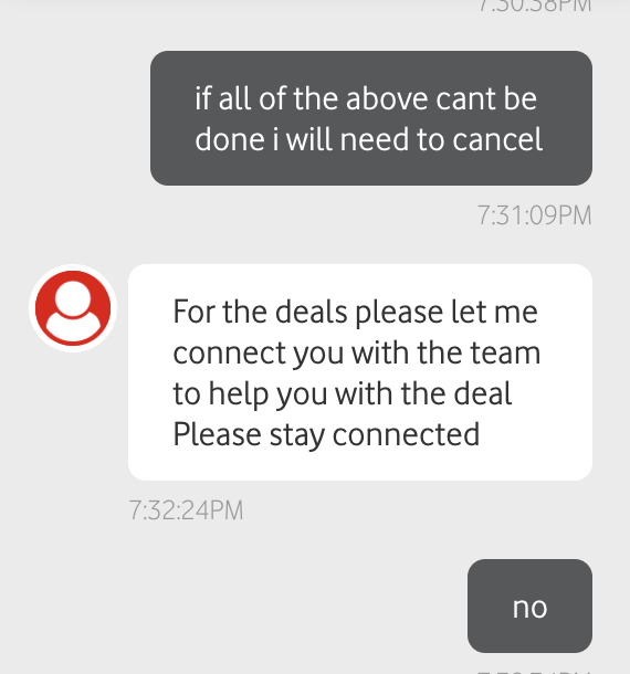 zoefeve's tweet photo. @VodafoneUK 
What's logging a complaint got to do with going back to the sales team? https://t.co/5r4Ysg8LvZ