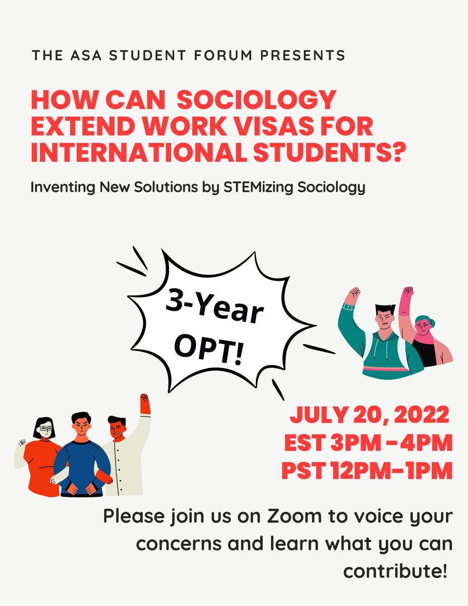 ASA SFAB presents
If you are a student and/or in Sociology, come join us for this activity!!! An important conversation for the future of our discipline and those who make it thrive.  
Link to register: us02web.zoom.us/meeting/regist…
#SFAB #soctwitter #SocAF 
<a href="/ASAnews/">ASA Sociology</a>