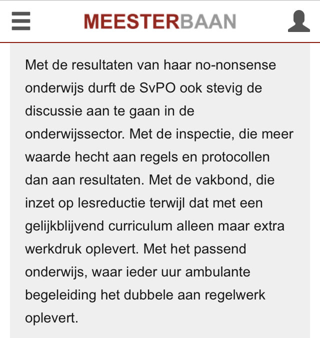 Een nieuw bestuur bij #SvPO, daar verwacht je niet van dat ze nog steeds met dit soort teksten personeel werven.
Over passend onderwijs en discussie aan gaan met de inspectie. 🤯