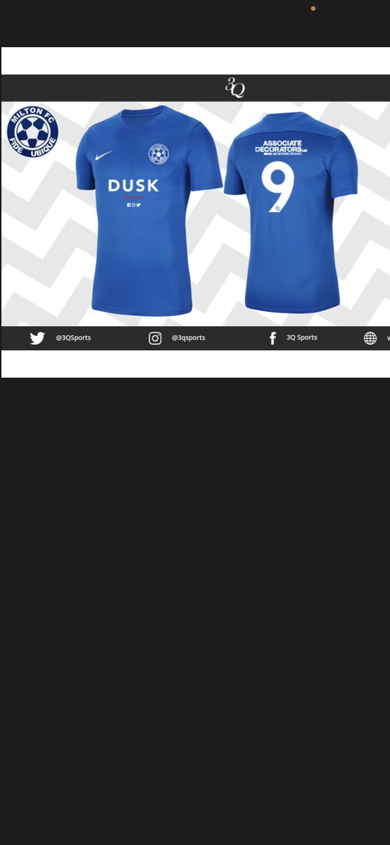 miltonfc_'s tweet photo. KIT REVEAL:

We are delighted to reveal our first team shirt for the 22/23 season. 

@duskstore is a GQ featured independent clothing label founded in Cambridge in 2015.

Associate Decorators are a local based painting and decorating company.

A big thank you to both sponsors.
💙 https://t.co/ga218TMGZR