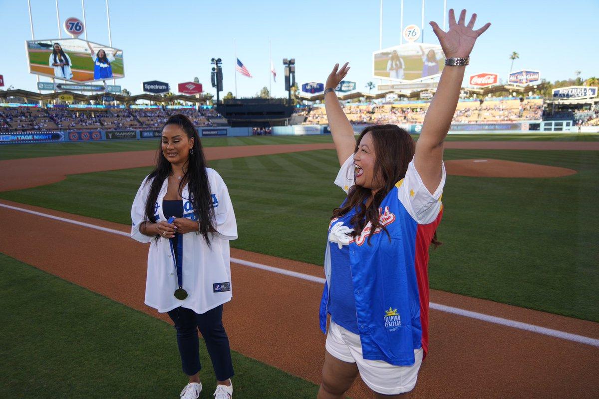 Lifetime experience! Last Thurs at Dodger Stadium during Filipino Heritage Night, my dad, BIL &amp; nephew joined me on the field when I was honored w/ the Community Hero Award. Such a surreal experience to know that the baseball team I love would know about me. TY <a href="/Dodgers/">Los Angeles Dodgers</a> #dodgers