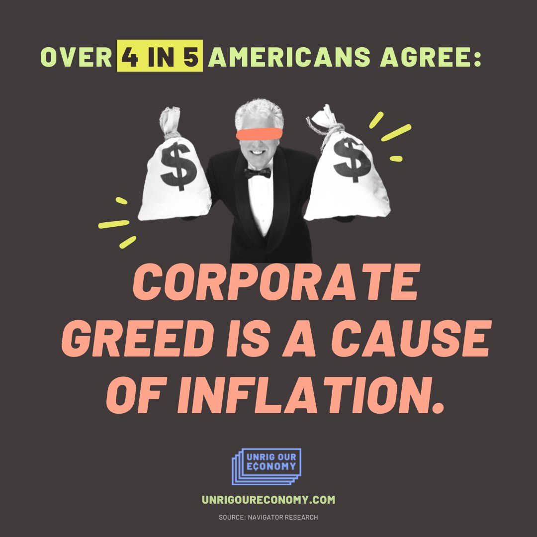 PledgeOurFuture's tweet photo. 81% of Americans view greedy corporations raising prices to make record profits as a cause of inflation.

Republicans are enabling them. It’s time to #EndCorporateGreed https://t.co/mrnVuD11Lt