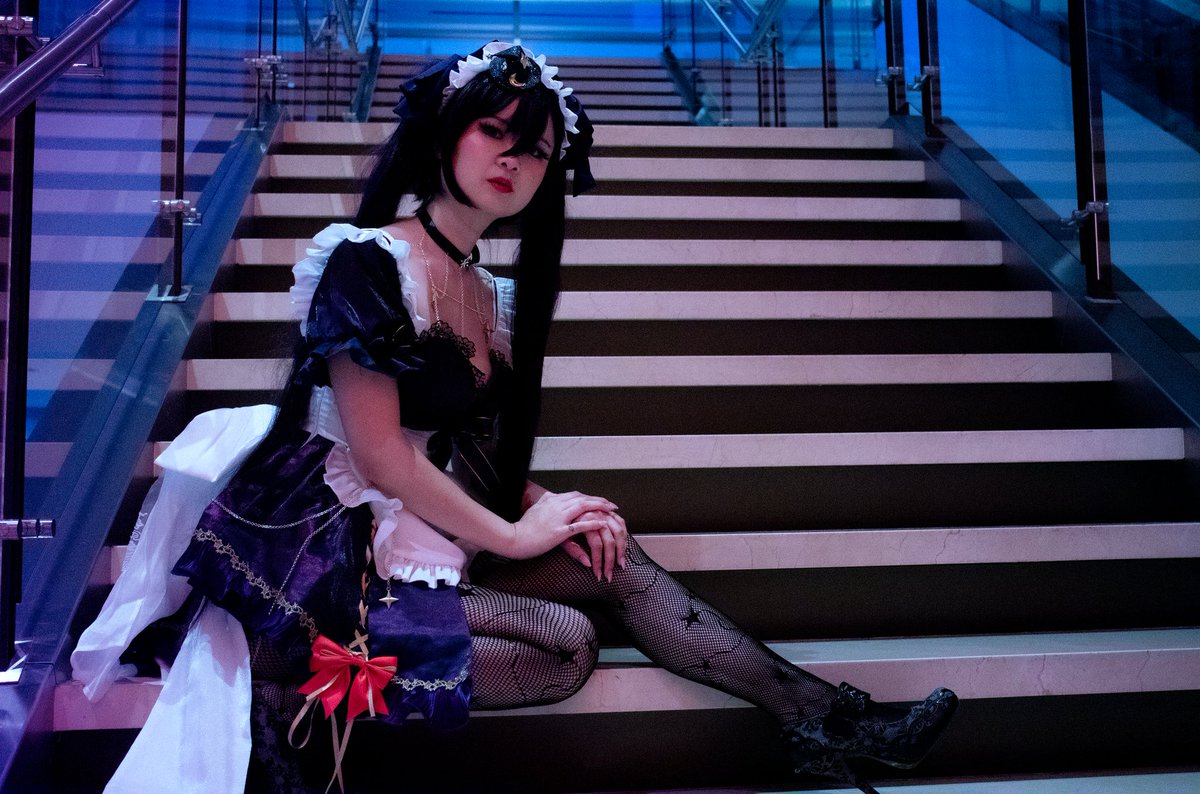 Emiilee3's tweet photo. I finally cosplayed Mona from Genshin at Anime Expo, it's a maid cosplay but it still counts. 
I'll eventually edit more photos from this shoot.  
Maybe. https://t.co/gDowA7auSH