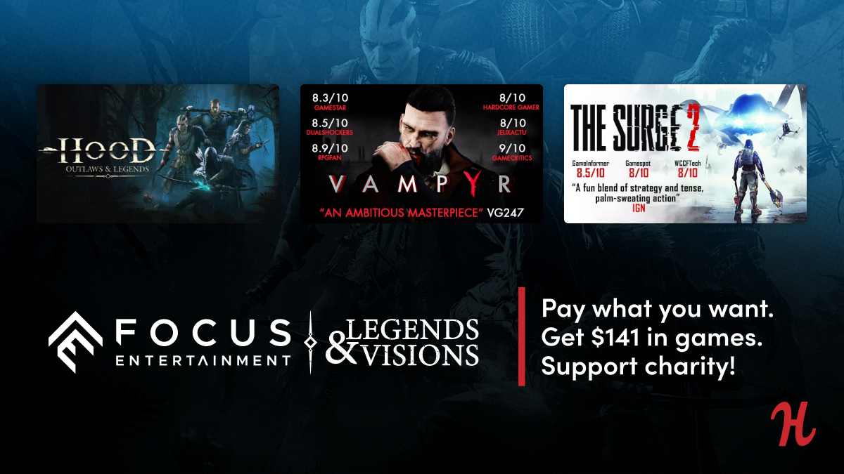 Discover mythic sagas, legendary heroes, and sci-fi nightmares in our new bundle of hit games from @Focus_entmt! Pay what you want for Hood: Outlaws & Legends, Vampyr, The Surge 2, and more—all while supporting @Active_Minds. ow.ly/jrvf50JV99p