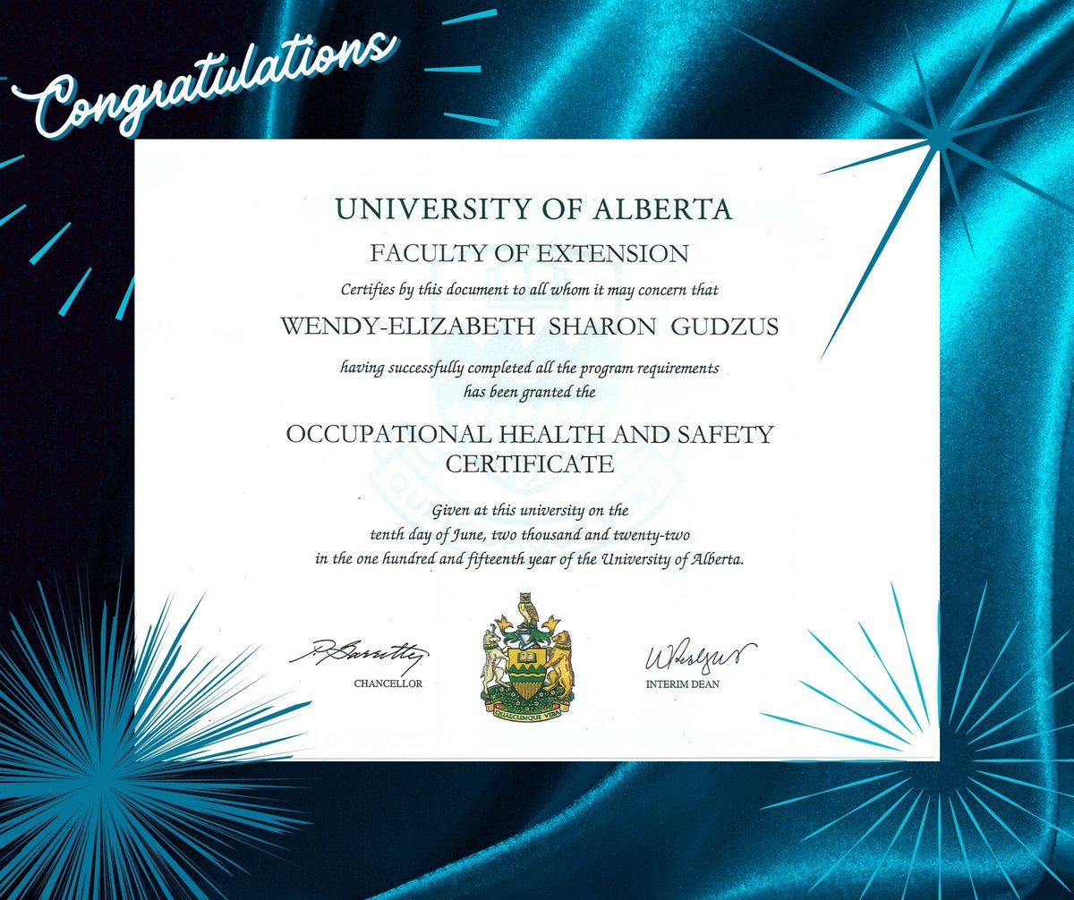 We are thrilled to share the news that our own Safety Manager, Wendy Gudzus has received her certification for Occupational Health &amp; Safety from the University of Alberta!

Congratulations Wendy from all of us!