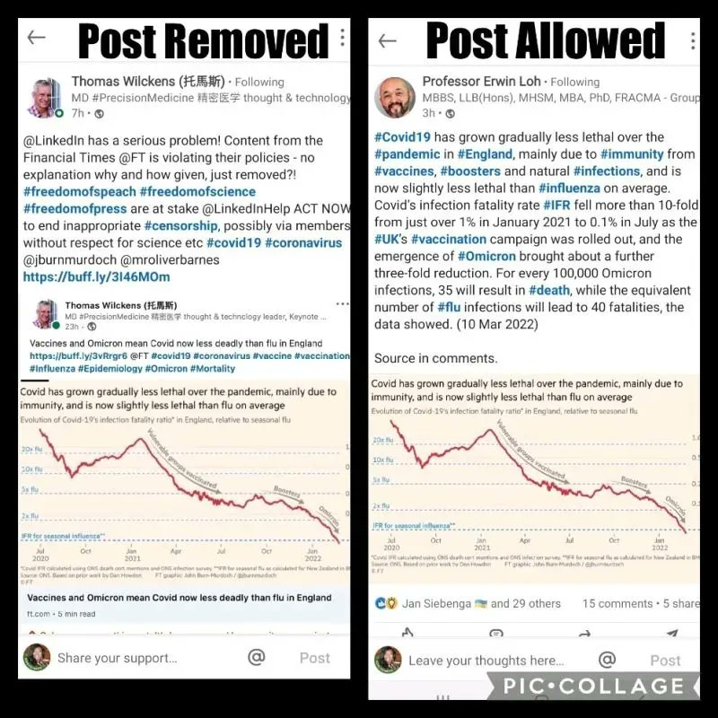 Thomas_Wilckens's tweet photo. #LinkedInboycott DAY 1: @LinkedIn censores. Trolls report posts, that are being deleted W/O #FACTCHECK, MEMBER ACCOUNTS arbitrarily deleted! I had 30K followers as an expert on #PrecisionMedicine #Innovation #FREEDOMOFSCIENCE & #FREEDOMofSpeach ignored @LinkedInHelp #censorship https://t.co/AQ5YSevYIi