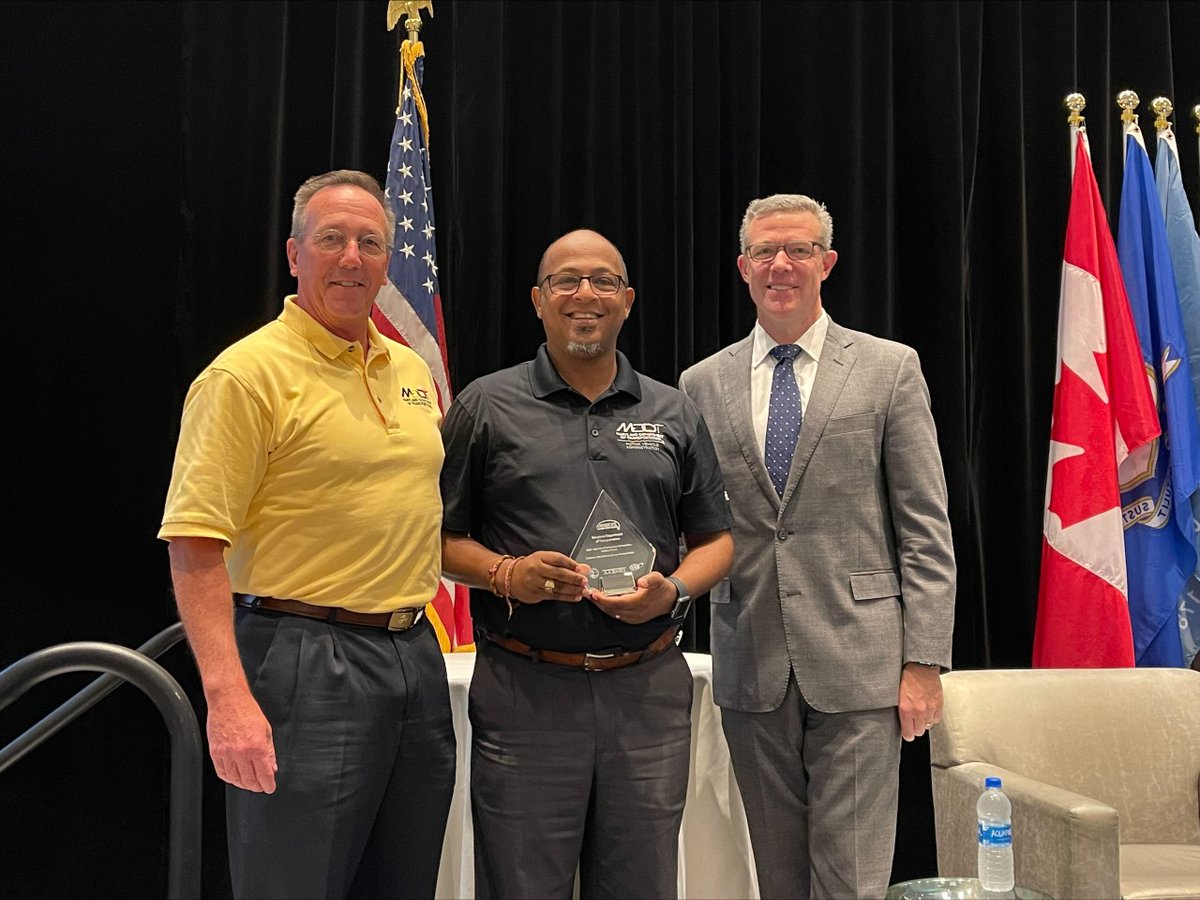 MD_MVA's tweet photo. This morning at the #NASTO America's Transportation Awards Competition, MDOT MVA won Best Use of Tech and Innovation for our Customer Connect System Modernization. Thanks to our IT Director, Negash Assefa (center) for leading the project and accepting the award! #MDOTInnovates https://t.co/j1LjStHqQg