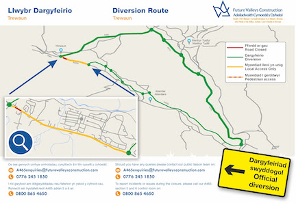 From 06:00hrs on Monday 25 July 2022, the A4059 Hirwaun Road at Trewaun will be closing for approximately 4 weeks.
During this time, we will be installing two 1500mm pipes across the A4059 as part of a major drainage culvert diversion.