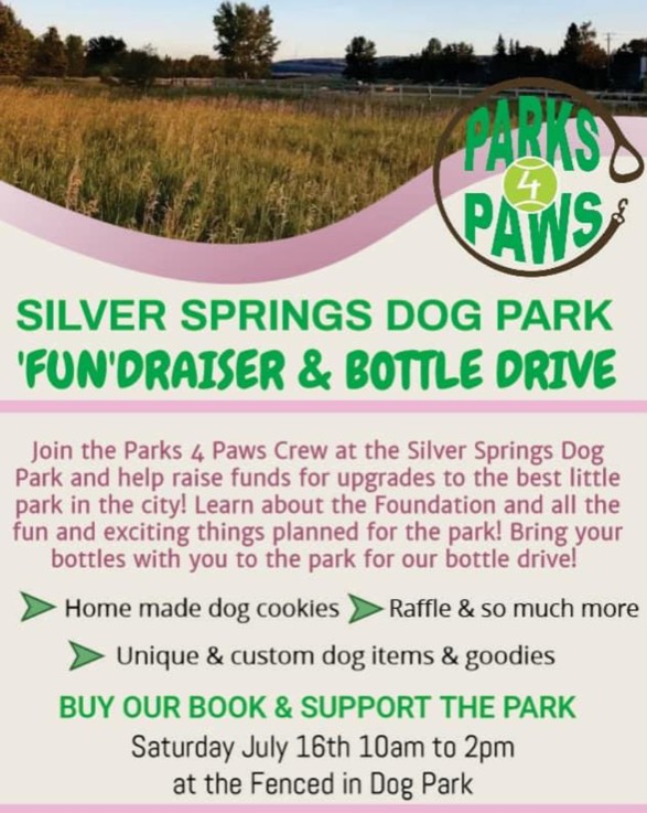 Saturday July 16 2022 10am - 2pm at the fenced in dog park. Bring your bottles and buy that special pup in your life a treat.

#yyc #yycbuzz #calgary #silversprings #yyccommunity #yyccares #fundraiser #yycdogs