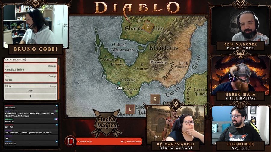 Diablo 🔥 Campanha de RPG 🔥 Parte 7 
youtu.be/bktc-u8xSkQ

Mestre Cobbi narra uma campanha de Diablo RPG para Edu Vancsek, Heber, Rê e SirLockee. Veja desbravar o Inferno Ardente conosco.

<a href="/BrunoCobbi/">Shifu Cobbi #RPGDOJO 🤜🫷</a> <a href="/Pilotodemouse/">Heber Maia</a> <a href="/eduvancsek/">Edu Vancsek</a> @recanevaroli <a href="/sirlockee/">SirLockee</a>
