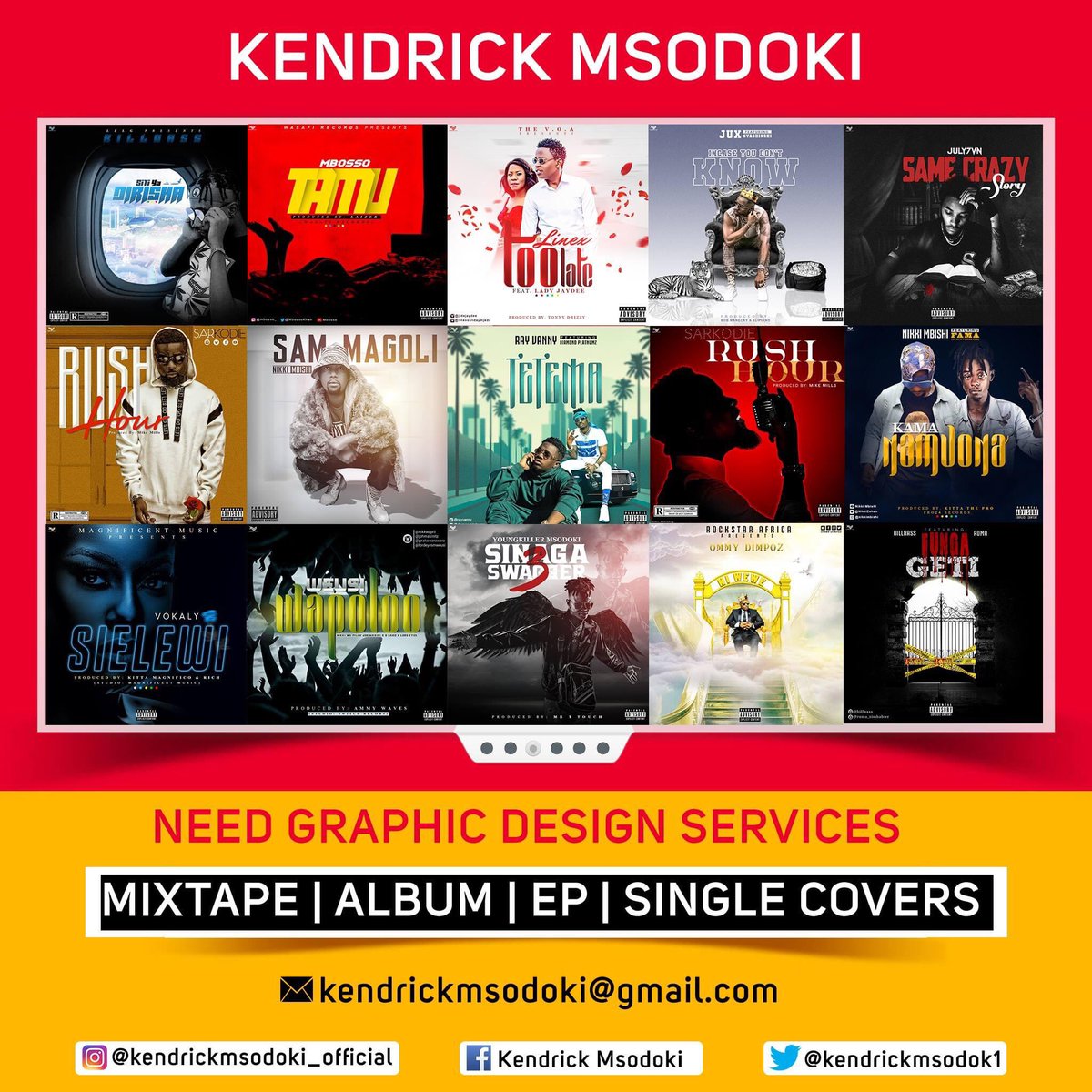 kendrickmsodok1's tweet photo. NEED GRAPHICS DESIGN SERVICES FOR YOUR NEXT PROJECT?
serious inquiries:-
๐งEmail: kendrickmsodoki@gmail.com ๐ฒWhatsapp 0655757273
Artwork Design By | @kendrickmsodok1 Platinum Designer #iRefuseToStop https://t.co/9Z1C5O9GMS
