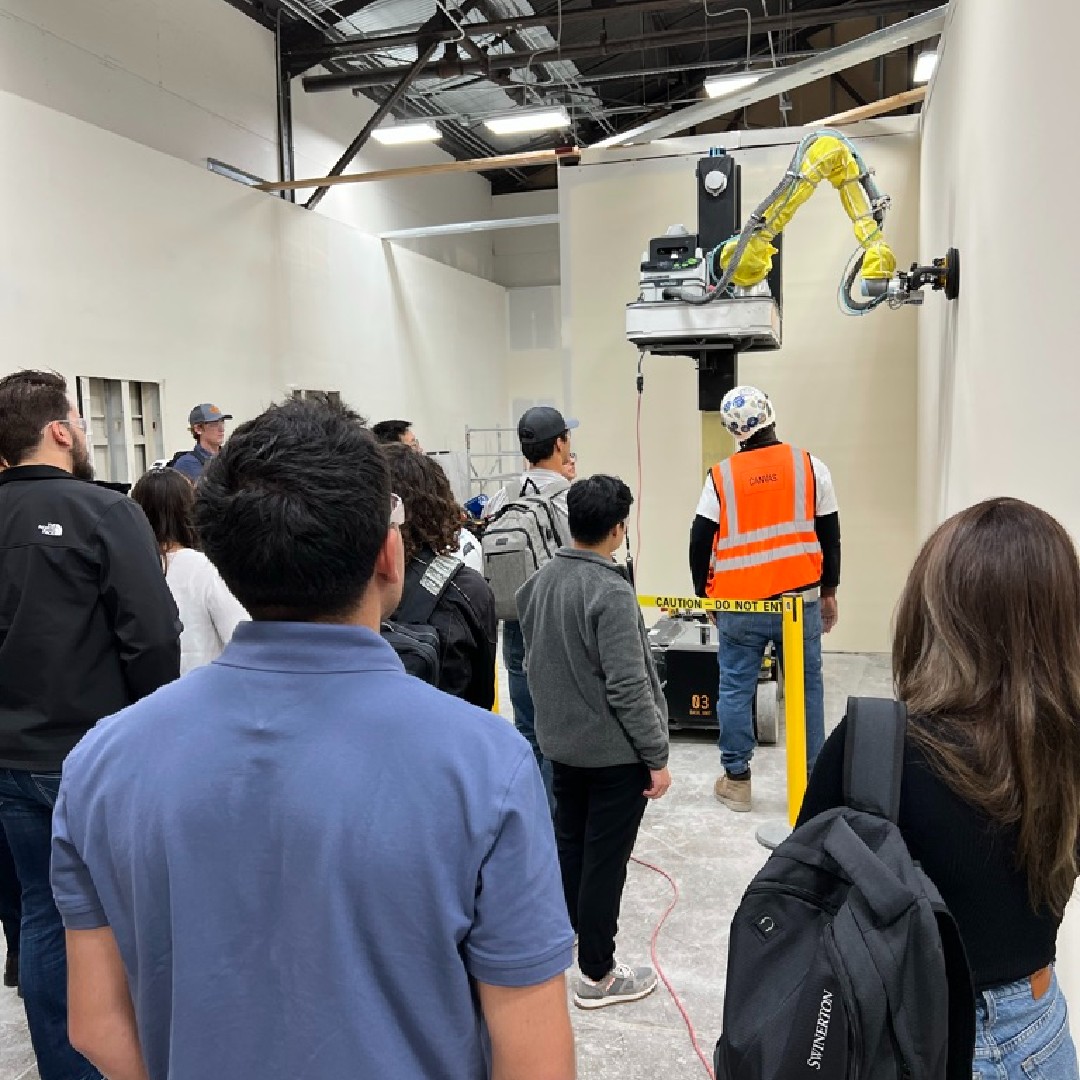 swinerton's tweet photo. Thanks to Canvas (We're Hiring!) for hosting our #Swinterns and showing them your drywall-finishing machine in action!
#internship #constructioncareers #constructioninnovation https://t.co/UIvofG8KfX