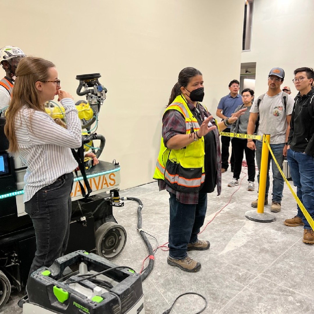 swinerton's tweet photo. Thanks to Canvas (We're Hiring!) for hosting our #Swinterns and showing them your drywall-finishing machine in action!
#internship #constructioncareers #constructioninnovation https://t.co/UIvofG8KfX
