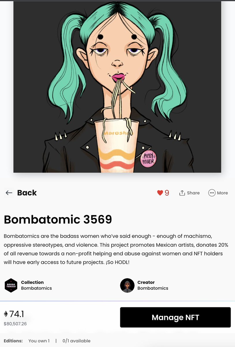 MoneyPrinter's tweet photo. @Indo63193289 @joeygallinal @BimboSlice5 Being baddies that celebrate Mexican art while fighting for social justice against oppressive stereotypes, the patriarchy, and violence. 20% of their revenue goes to non-profits aligned with this mission. #GameStopNFT #Bombatomic https://t.co/OnVKG7wRqQ