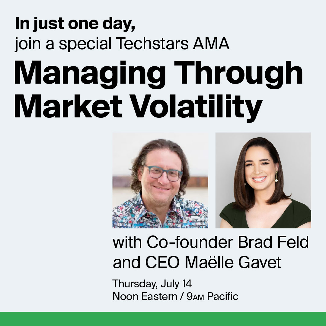🕘 Join <a href="/bfeld/">Brad Feld</a> &amp; <a href="/MaelleGavet/">Maëlle Gavet</a> tomorrow, July 14, and get advice on how to navigate the current market climate as a #founder! Reserve your spot for this special AMA now: tsta.rs/QtKr50JQNKR