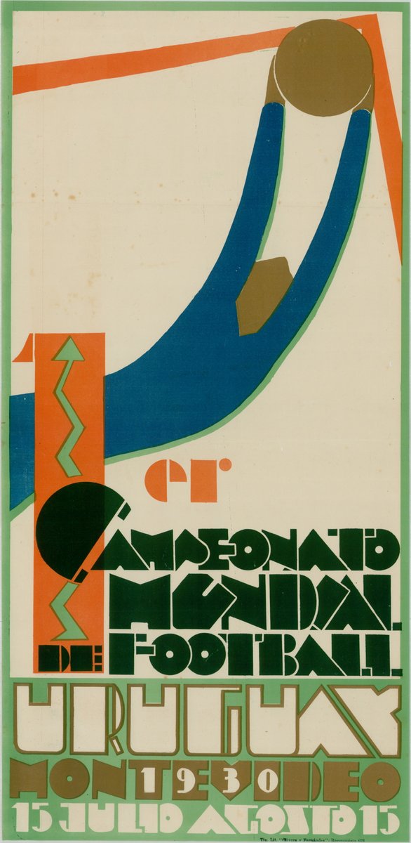 13 de julio | ⚽Se cumplen 92 años del primer Campeonato Mundial de Fútbol, que se jugó en Uruguay en 1930.

⁉¿Sabías que la <a href="/BNUruguay/">Biblioteca Nacional 🇺🇾</a> conserva un afiche del Mundial?

Mide 79 x 38 cm y fue diseñado por el artista Guillermo Laborde (1886-1940).

➕