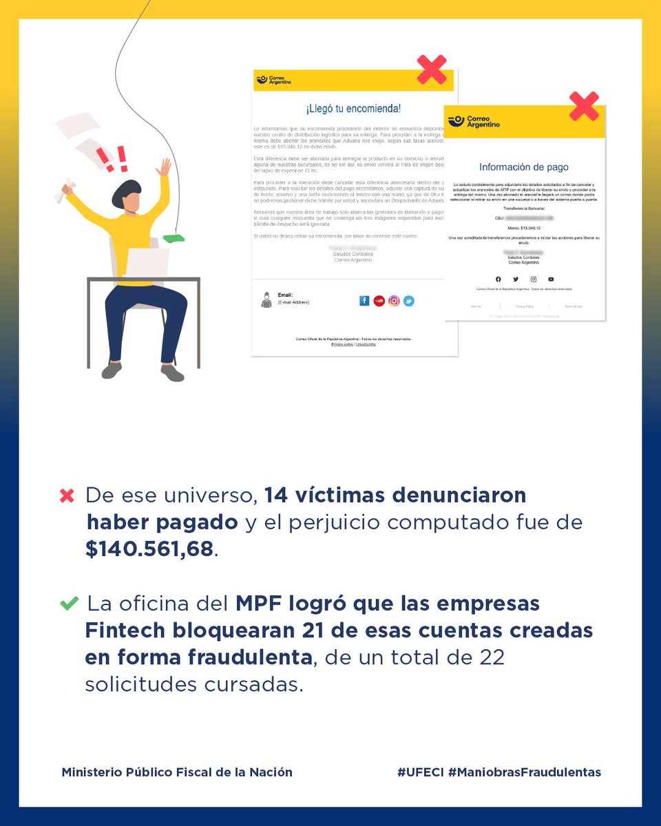DerechoTecno's tweet photo. La Unidad Fiscal Especializada en Ciberdelincuencia detectó un incremento en las maniobras de fraude electrónico vinculado a los servicios puerta a puerta del Correo Argentino. 
#ciberseguridad #cibercrimen https://t.co/GFlhAek6XN