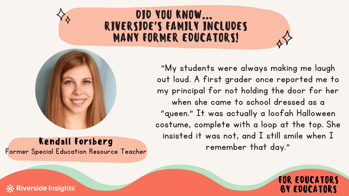 1BillionLives's tweet image. The Riverside family is full of #formereducators just like you! To hear from #educators like Kendall, check out our “For Educators by Educators” webinar series here: riversideinsights.info/3AHfUbq

Share your favorite education story with the hashtag #foreducatorsbyeducators and tag us!