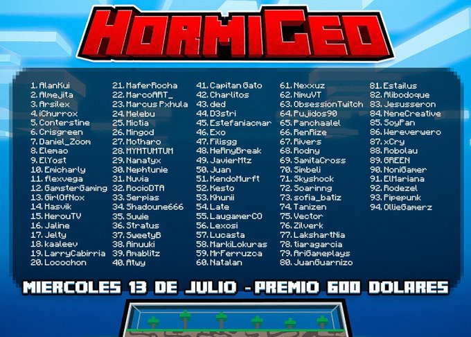 Hola ni&ntilde;os! :D El dia de hoy estaremos participando de HormiGeo, un evento de minecraft organizado por