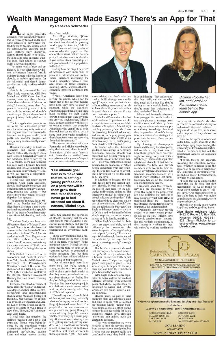 Getting a client on the front page of a major regional business and lifestyle publication? We just call that Wednesday! <a href="/Glen_Eagle1/">Glen Eagle</a> <a href="/princetoninfo/">U.S. 1 Newspaper</a>