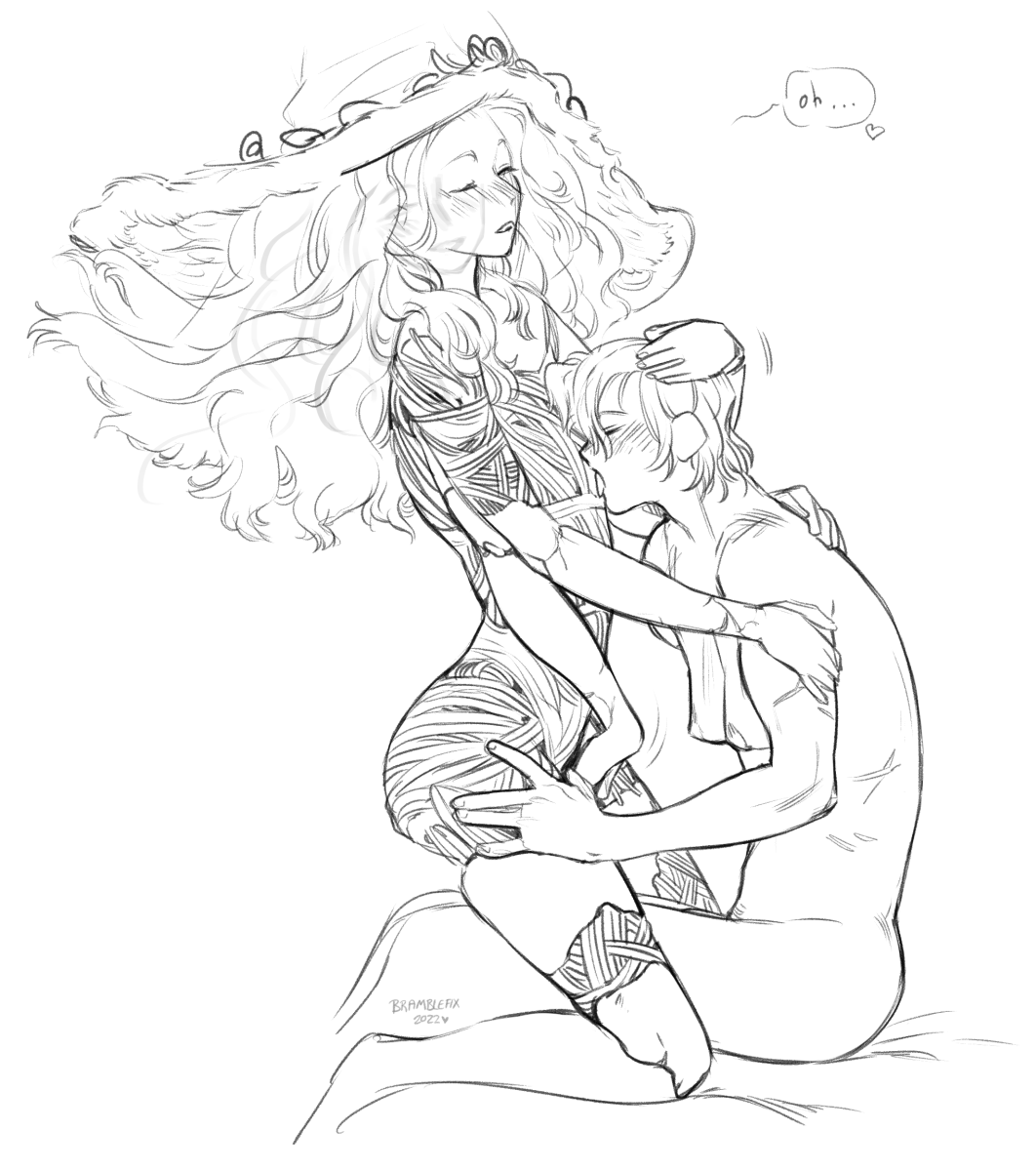 bramblefix's tweet photo. After finishing Elden Ring I went a little sketch-mad with Ranni and my tarnished, Rutheyn 🌙💙 https://t.co/SFB8OYbtrZ