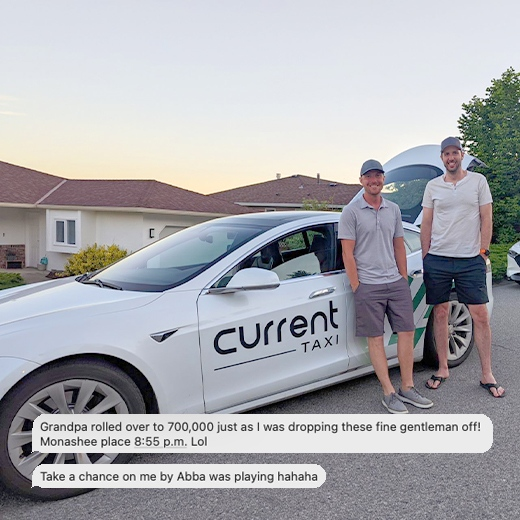 DriveTeslaca's tweet photo. The first @Tesla Model S purchased for the @CurrentTaxi fleet in Kelowna just passed 700,000km (434,959mi) on the odometer! @elonmusk https://t.co/l147uBh1Gb