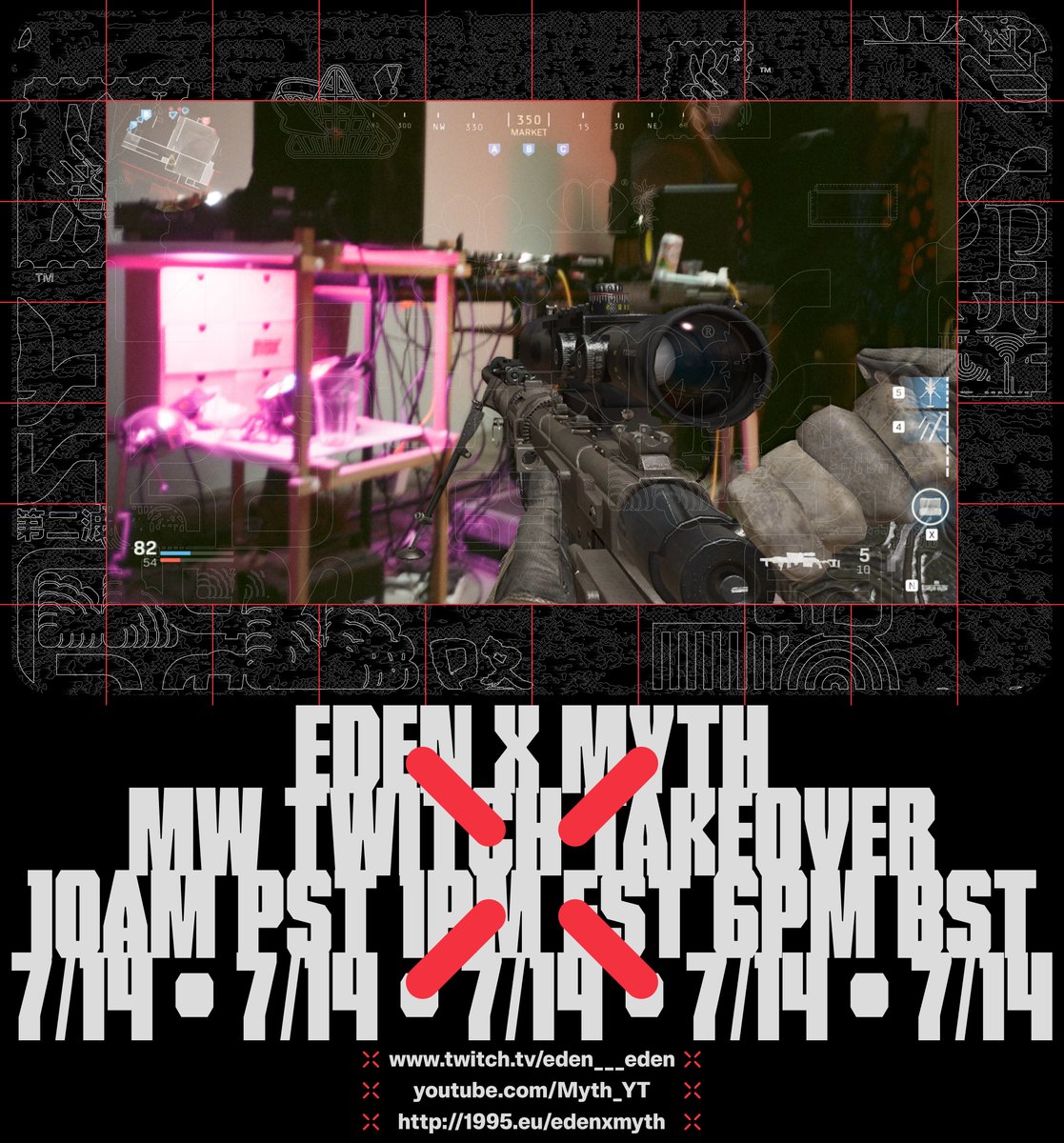 iameden's tweet photo. announcing the modern warfare url event - happening tomorrow ⚠️⚠️

18:00 BST gonna be live on twitch with @Myth_ playing wz. join the discord if you want to come through 🔜💻🌐

twitch: https://t.co/isISOBk7ud
discord: https://t.co/ShJPoC0mt2 https://t.co/QTuuz4kGIn