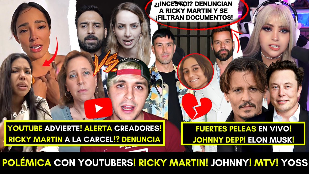 candresperedo's tweet photo. Youtube le responde a Yoss! Por esto le eliminaron todo! Ricky Martin a la carcel!? Su sobrIno asegura que mantuvo una relación con él! Youtubers exponen a MTV! https://t.co/Loq17JTqFZ Elon Musk demandado por Twitter! Camille y Johnny! Actor rompe en llanto por una fan! https://t.co/eZ72D9XYRI