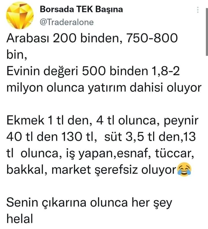 Bu işler böyle olur.

Esnaf fırsatçı! Kendisi namuslu namussuz... 

Kahramanmaraş #benzin
Merhuma Allah'tan #sessizistila
Yunan Mehmet Cengiz 
Cumhurbaşkanımız Sayın
15 Temmuz Demokrasi