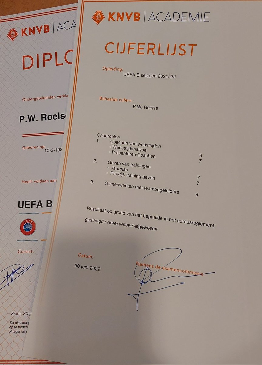 pieterr1's tweet photo. UEFA B diploma binnen. Over 3 weken start nieuw voetbal hoofdstuk. Zin in! https://t.co/XMxWjpeAec