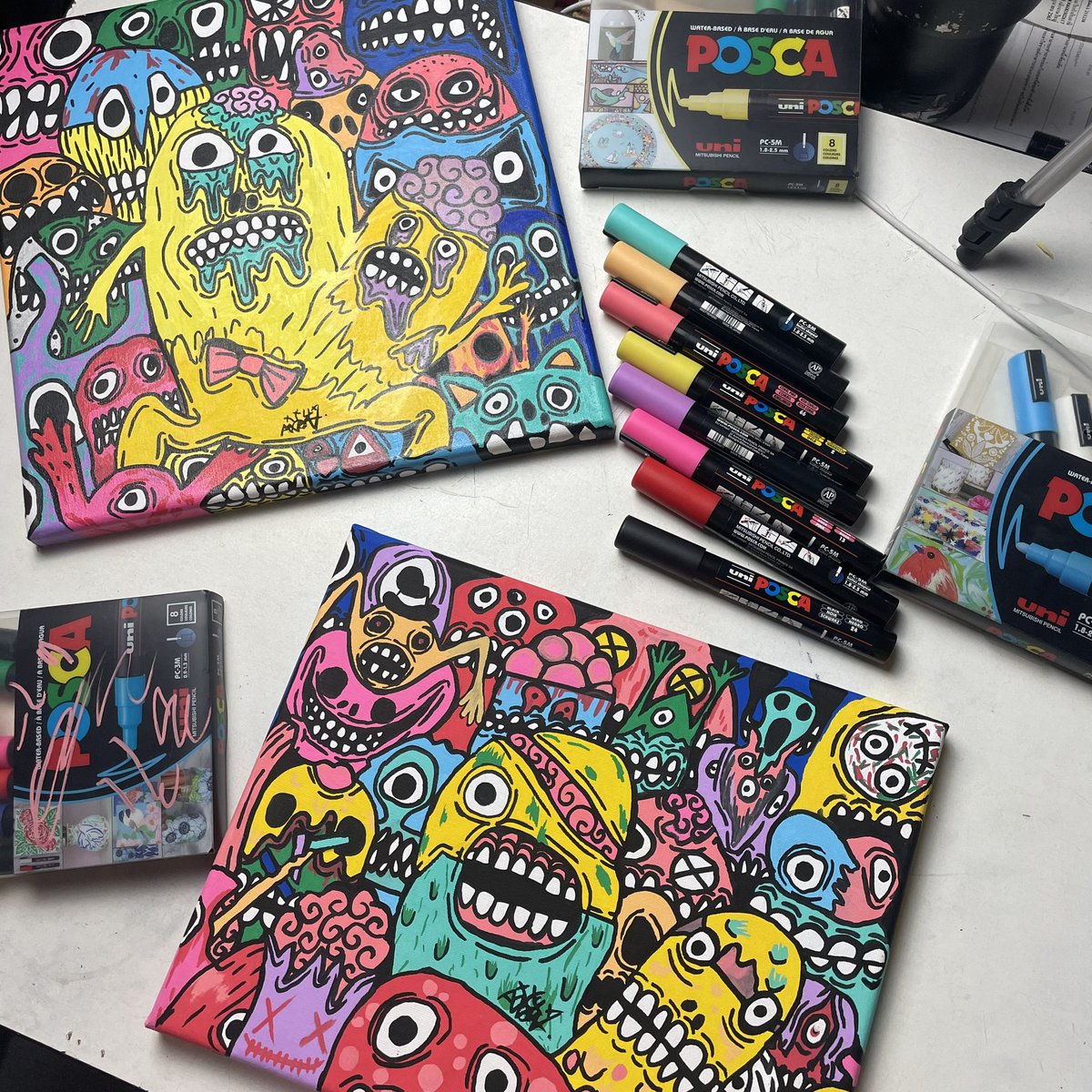 Colorful monster🌈🌈😈👿

#arttyrock #arttyrockgallery 
#colorpainting #poscathailand #posca #doodleart #doodle 
#canvaspainting #canvas  #NFTs