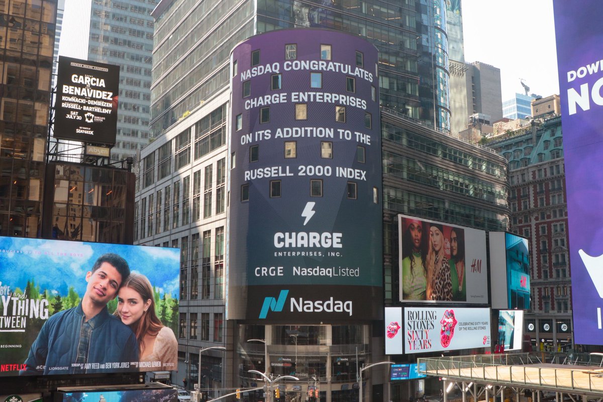 Charge Enterprises is honored to be added to the Russell 2000 Index.  
 
A special thanks to the entire Charge team for their commitment and enthusiasm as we strive every day to provide the best in class service for 5G and EV infrastructure installations.