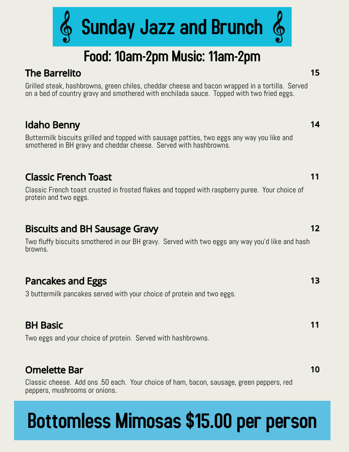 BarrelHouse5181's tweet photo. Check out our delicious brunch menu for Jazz in The Vault! https://t.co/mNNfpuWKJ5