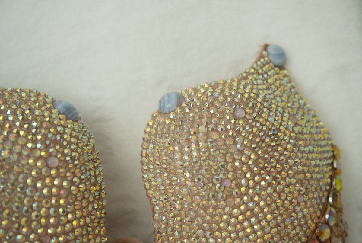 queenDuhniece's tweet photo. Next in the Crystal iD series is Angelica. 
Inspired by my friend Angelica’s vocal advocation, this bra is adorned with Blue Lace Agate &amp; Opalite. https://t.co/NTxfR3o5Vl