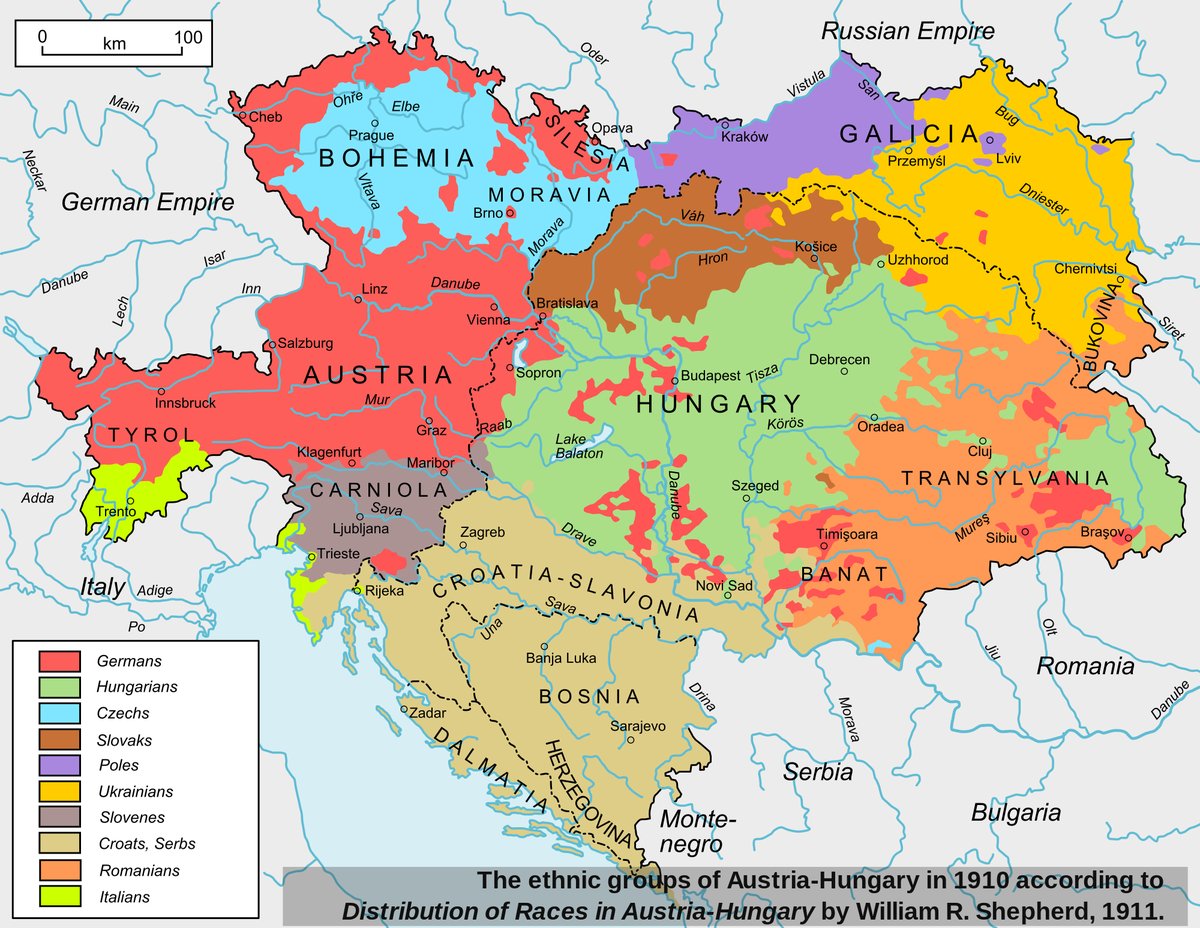 vintagemapstore's tweet photo. Ethnic groups of the Austro-Hungarian Empire in 1910. https://t.co/2mGt1Wxn1U