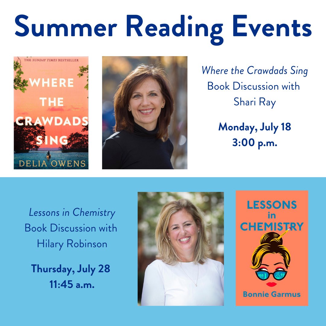 Join us at these upcoming summer reading events! 
 
Visit the links below to RSVP to these events

docs.google.com/forms/d/e/1FAI…

docs.google.com/forms/d/e/1FAI…