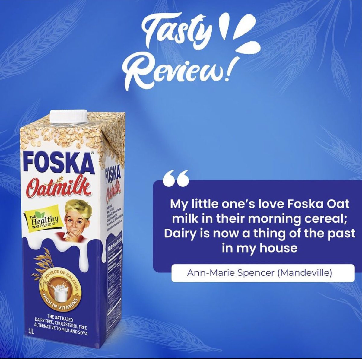 MyFoskaOats's tweet photo. Nutritious #FoskaOatmilk has so many benefits for individuals at all ages!

Thank you Ann-Marie for making the switch to delicious Foska Oatmilk for your family.

Grab yourself a box today and put your families health first!

#Foska #AFiwiFoska #VeganMilk https://t.co/XYOz7CM4EP
