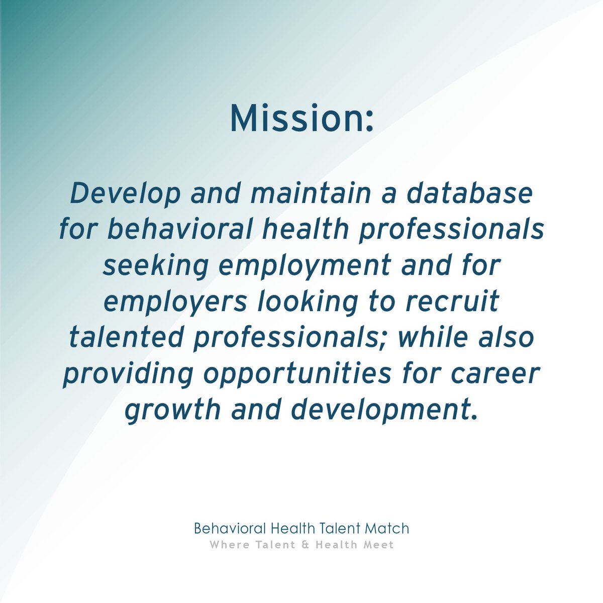 BehavioralMatch's tweet photo. Our Mission! #BHTM #WhereTalentandHealthMeet https://t.co/r4Fj5bcQiy