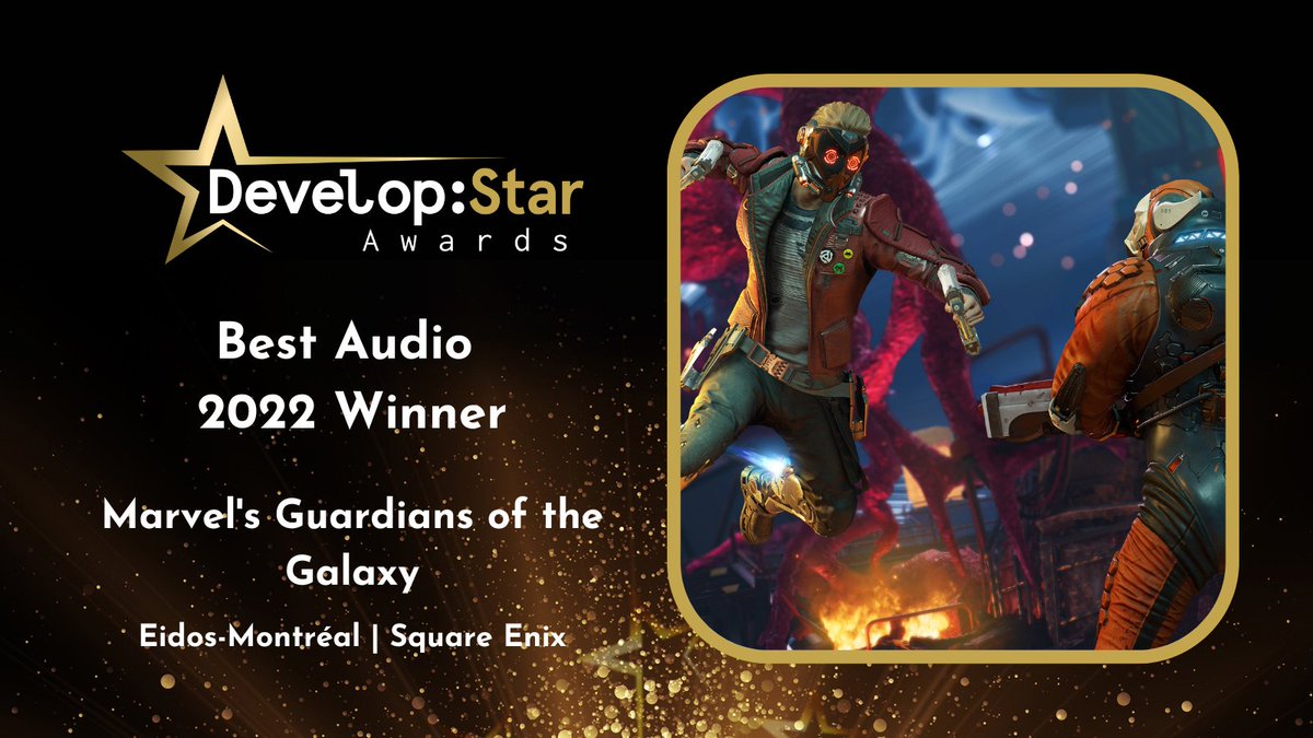 The Develop:Star Awards 2022 Best Audio winner is Marvel's Guardians of the Galaxy from <a href="/EidosMontreal/">Eidos-Montréal</a> &amp; <a href="/SquareEnixEU/">Square Enix Europe</a>! Congratulations! ⭐️ #DevelopStars