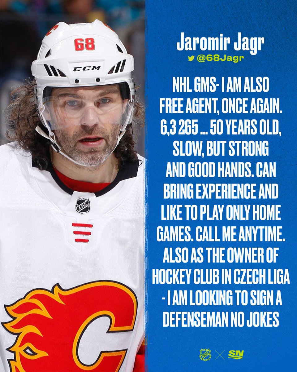 .<a href="/68Jagr/">Jaromir Jagr</a> trying to get in on #NHLFreeAgency. 😂
